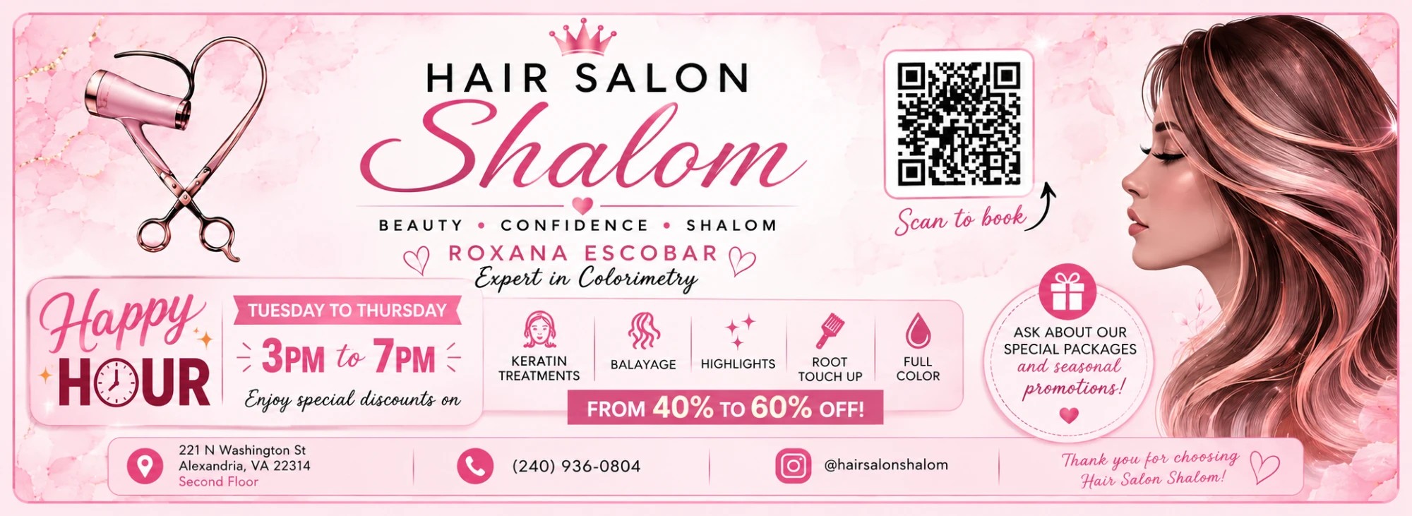 Salon interior welcome front